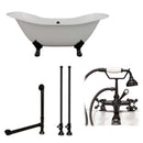 Cambridge Plumbing Cast Iron Double Ended Slipper Tub 71" X 30" with 7" Deck Mount Faucet Drillings and Complete Oil Rubbed Bronze Plumbing Package