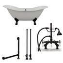 Cambridge Plumbing Cast Iron Double Ended Slipper Tub 71" X 30" with 7" Deck Mount Faucet Drillings and English Telephone Style Faucet Complete Polished Chrome Plumbing Package