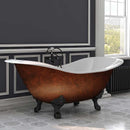 Cambridge Plumbing Cast Iron Double Ended Slipper Tub 71" X 30" with 7" Deck Mount Faucet Drillings and Oil Rubbed Bronze Feet