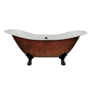Cambridge Plumbing Cast Iron Double Ended Slipper Tub 71" X 30" with 7" Deck Mount Faucet Drillings and Oil Rubbed Bronze Feet