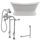 Cambridge Plumbing Cast Iron Double Ended Slipper Tub 71" X 30" with No Faucet Drillings and Complete Free Standing British Telephone Faucet and Hand Held Shower Polished Chrome Plumbing Package