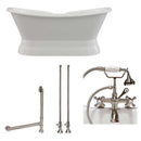 Cambridge Plumbing Cast Iron Double Ended Slipper Tub 71" X 30" with 7" Deck Mount Faucet Drillings and Complete Brushed Nickel Plumbing Package