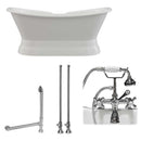 Cambridge Plumbing Cast Iron Double Ended Slipper Tub 71" X 30" with 7" Deck Mount Faucet Drillings and Complete Polished Chrome Plumbing Package