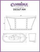 Cambridge Plumbing Cast Iron Double Slipper Skirted Bathtub 27"D x 67"L x 28"H 2
