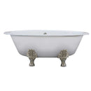 Cambridge Plumbing Extra Wide Cast Iron Clawfoot Tub, 65.5 x 35.5 No Faucet Holes and Brushed Nickel Feet