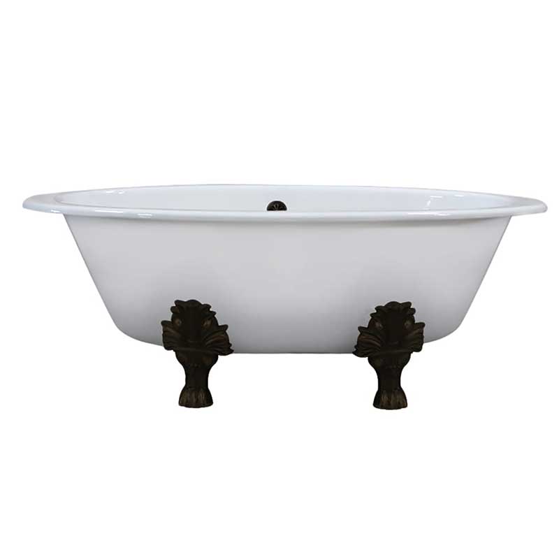 Cambridge Plumbing Extra Wide Cast Iron Clawfoot Tub, 65.5 x 35.5 No Faucet Holes and Oil Rubbed Bronze Feet