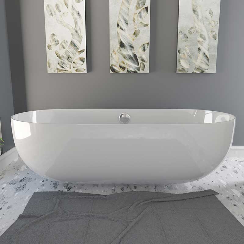 Cambridge Plumbing Dolomite Mineral Composite Modern Freestanding Double Ended Soaking Tub 67 x 30