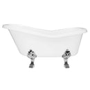 Cambridge Plumbing Dolomite Mineral Composite Clawfoot Slipper Tub with Polished Chrome Feet and Drain Assembly 62 x 30 3