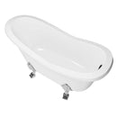 Cambridge Plumbing Dolomite Mineral Composite Clawfoot Slipper Tub with Polished Chrome Feet and Drain Assembly 62 x 30 4
