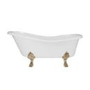 Cambridge Plumbing Dolomite Mineral Composite Clawfoot Slipper Tub with Antique Brass Feet and Drain Assembly 66 x 30 3