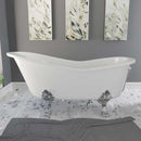 Cambridge Plumbing Dolomite Mineral Composite Clawfoot Slipper Tub with Polished Chrome Feet and Drain Assembly 66 x 30