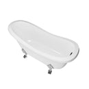 Cambridge Plumbing Dolomite Mineral Composite Clawfoot Slipper Tub with Polished Chrome Feet and Drain Assembly 66 x 30 4
