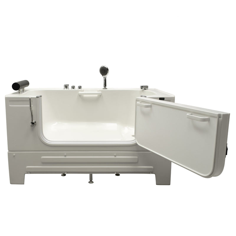 Homeward Bath Neptune Deluxe Sit-In Tub Outward Open with Faucet 59 in x 32 in x 33 in