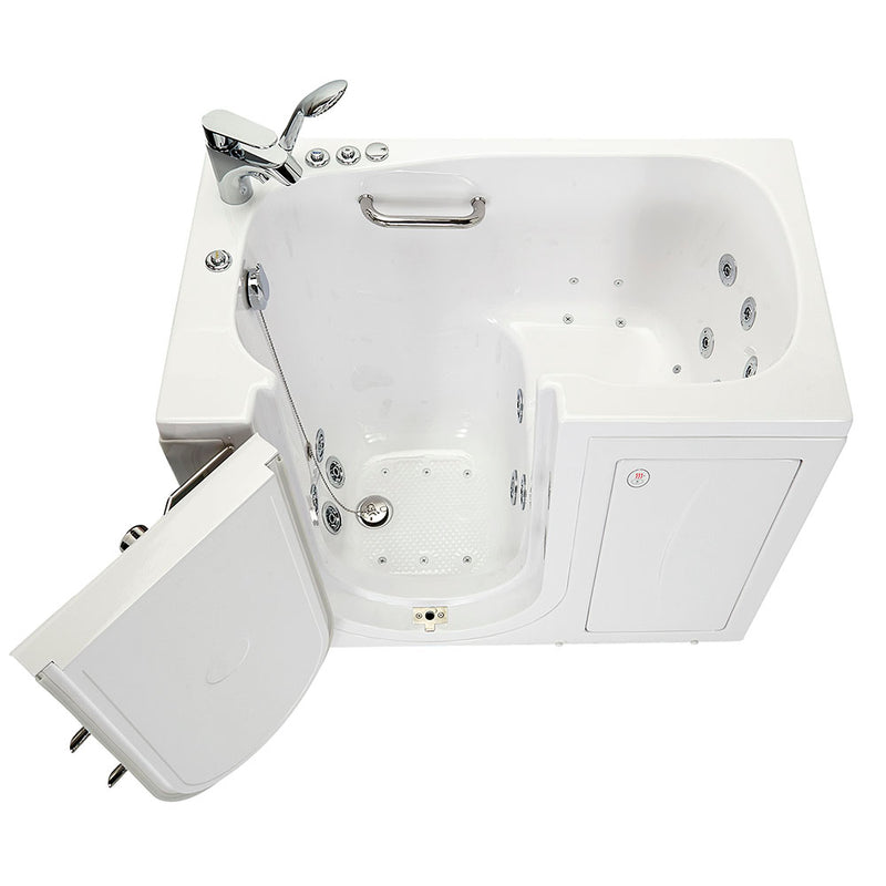 Ella Mobile 26"x45 Acrylic Air and Hydro Massage and Heated Seat Walk-In Bathtub with Left Outward Swing Door, 2 Piece Fast Fill Faucet, 2"  Drain 11