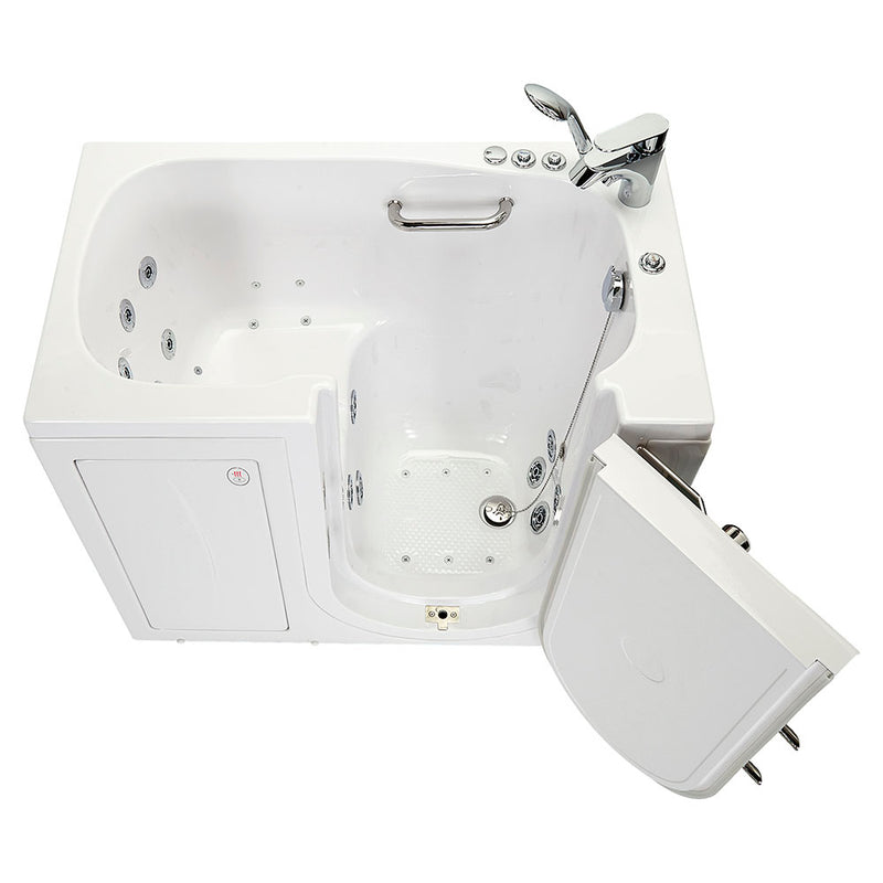 Ella Mobile 26"x45 Acrylic Air and Hydro Massage and Heated Seat Walk-In Bathtub with Right Outward Swing Door, 2 Piece Fast Fill Faucet, 2"  Drain 11