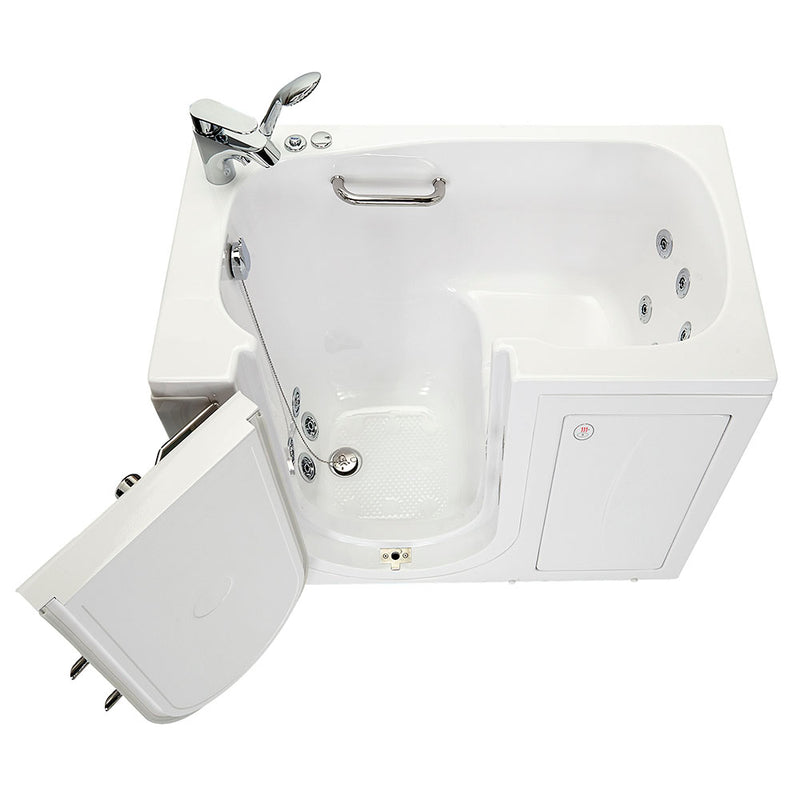 Ella Mobile 26"x45 Acrylic Hydro Massage Walk-In Bathtub with Left Outward Swing Door, Heated Seat, 2 Piece Fast Fill Faucet, 2"  Drain 11