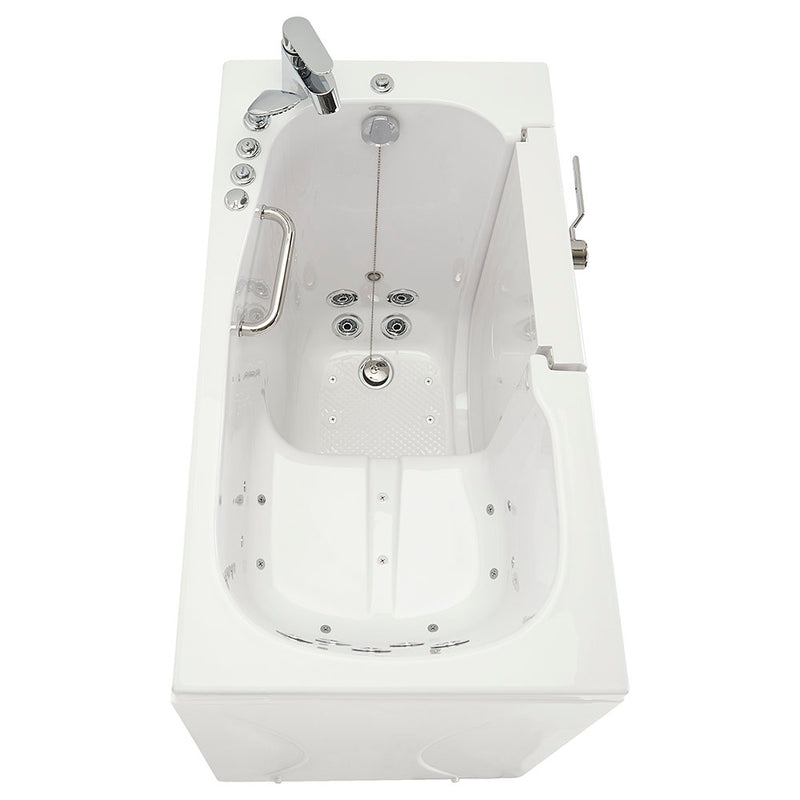 Ella Mobile 26"x45 Acrylic Air and Hydro Massage Walk-In Bathtub with Right Outward Swing Door, 2 Piece Fast Fill Faucet, 2"  Drain 12