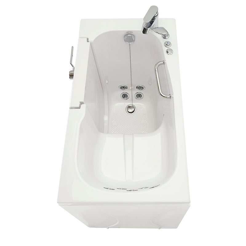 Ella Mobile 26"x45 Acrylic Hydro Massage Walk-In Bathtub with Left Outward Swing Door, Heated Seat, 2 Piece Fast Fill Faucet, 2"  Drain 12
