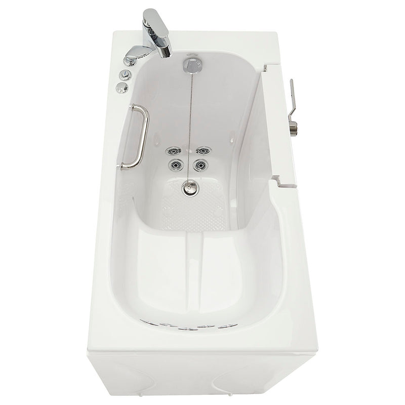 Ella Mobile 26"x45 Acrylic Hydro Massage Walk-In Bathtub with Right Outward Swing Door, Heated Seat, 2 Piece Fast Fill Faucet, 2"  Drain 12
