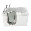 Ella Peitite 28"x52" Acrylic Hydro Massage Walk-In Bathtub with Left Inward Swing Door, 5 Piece Fast Fill Faucet, 2" Dual Drain