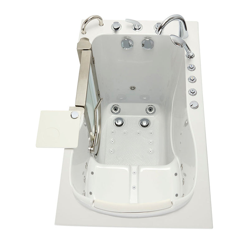Ella Peitite 28"x52" Acrylic Air and Hydro Massage and Heated Seat Walk-In Bathtub with Left Inward Swing Door, 5 Piece Fast Fill Faucet, 2" Dual Drain 3