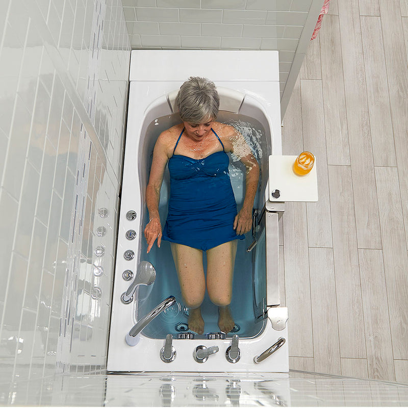 Ella Peitite 28"x52" Acrylic Air and Hydro Massage Walk-In Bathtub with Left Inward Swing Door, 5 Piece Fast Fill Faucet, 2" Dual Drain 8