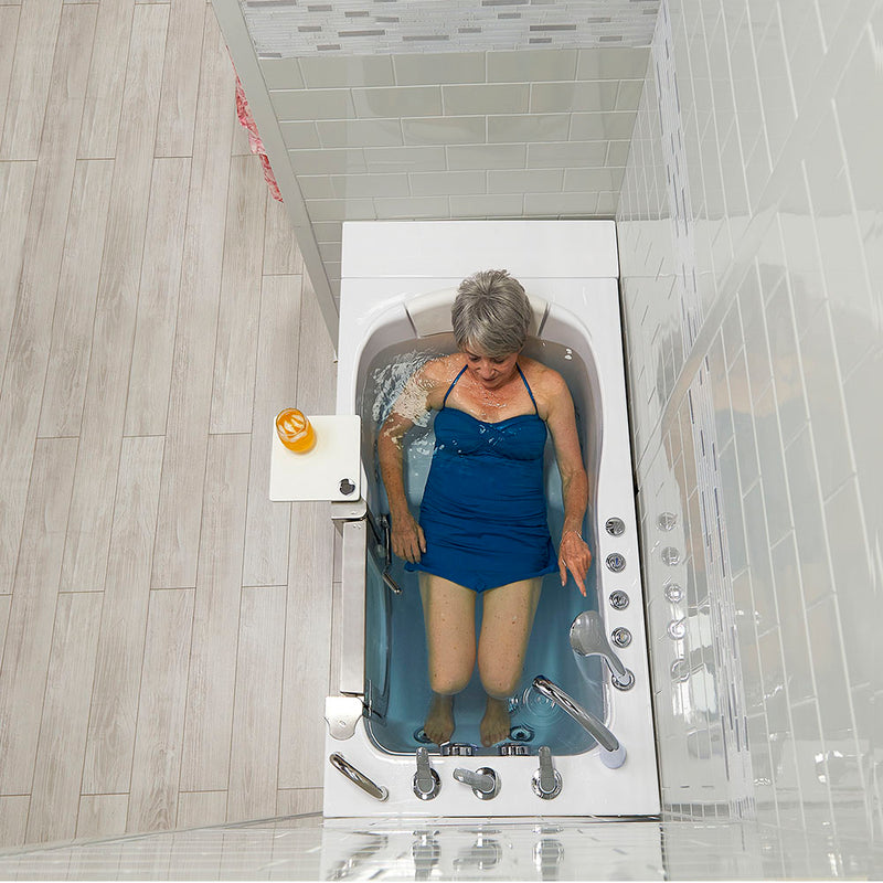 Ella Peitite 28"x52" Acrylic Air and Hydro Massage Walk-In Bathtub with Right Inward Swing Door, 5 Piece Fast Fill Faucet, 2" Dual Drain 8