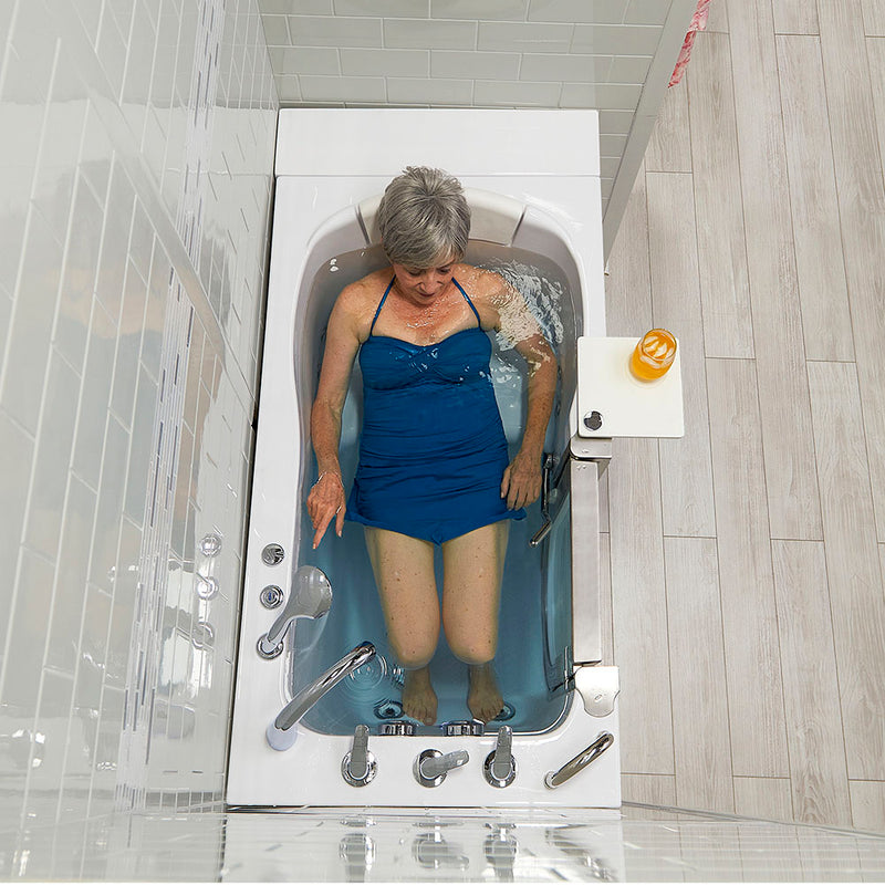 Ella Peitite 28"x52" Acrylic Hydro Massage Walk-In Bathtub with Left Inward Swing Door, Heated Seat, 5 Piece Fast Fill Faucet, 2" Dual Drain 8