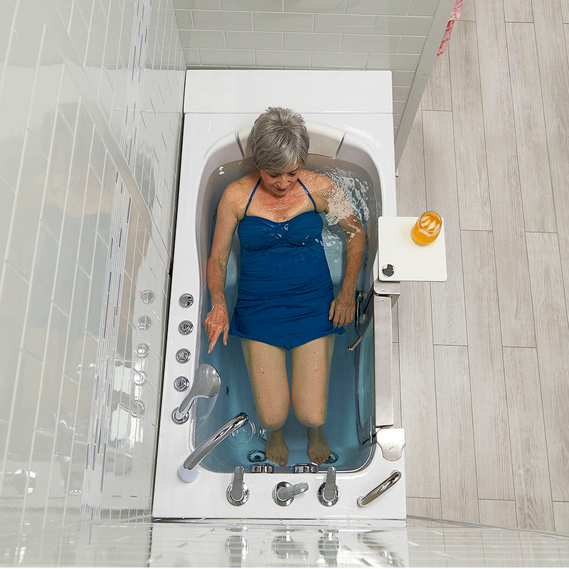Ella Peitite 28"x52" Acrylic Hydro Massage Walk-In Bathtub with Left Inward Swing Door, 5 Piece Fast Fill Faucet, 2" Dual Drain 8