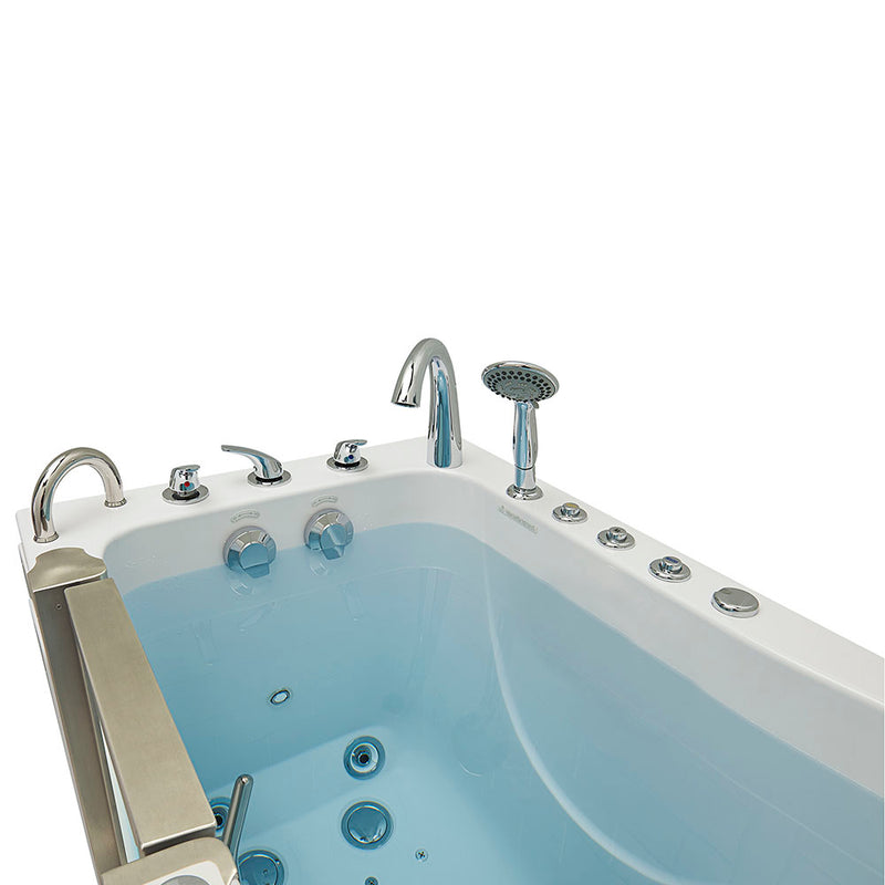 Ella Peitite 28"x52" Acrylic Air and Hydro Massage Walk-In Bathtub with Left Inward Swing Door, 5 Piece Fast Fill Faucet, 2" Dual Drain 7