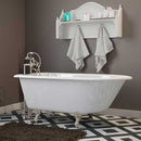 Cambridge Plumbing Cast-Iron Rolled Rim Clawfoot Tub 55" X 30" with 7" Deck Mount Faucet Drillings and Brushed Nickel Feet