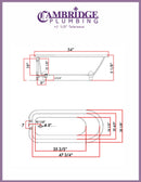 Cambridge Plumbing Cast-Iron Rolled Rim Clawfoot Tub 55" X 30" with 7" Deck Mount Faucet Drillings and English Telephone Style Faucet Complete Polished Chrome Plumbing Package 2