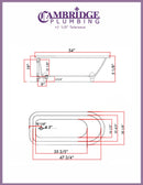 Cambridge Plumbing Cast-Iron Rolled Rim Clawfoot Tub 55" X 30" with complete Free Standing British Telephone Faucet and Hand Held Shower Oil Rubbed Bronze Plumbing Package 2