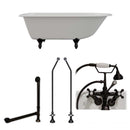 Cambridge Plumbing Cast-Iron Rolled Rim Clawfoot Tub 61" X 30" with 3 3/8" Bathtub Wall Faucet Drillings and British Telephone Style Faucet Complete Oil Rubbed Bronze Plumbing Package