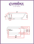 Cambridge Plumbing Cast-Iron Rolled Rim Clawfoot Tub 61" X 30" with 3 3/8" Bathtub Wall Faucet Drillings and Polished Chrome Feet 2