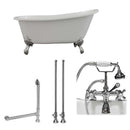 Cambridge Plumbing Cast Iron Slipper Clawfoot Tub 61" X 30" with 7" Deck Mount Faucet Drillings and Complete Polished Chrome Plumbing Package