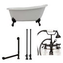 Cambridge Plumbing Cast Iron Slipper Clawfoot Tub 61" X 30" with 7" Deck Mount Faucet Drillings and Complete Oil Rubbed Bronze Plumbing Package