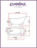 Cambridge Plumbing Cast Iron Slipper Clawfoot Tub 61" X 30" with 7" Deck Mount Faucet Drillings and Complete Brushed Nickel Plumbing Package 2