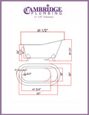 Cambridge Plumbing Cast Iron Slipper Clawfoot Tub 61" X 30" with No Faucet Drillings and Brushed Nickel Feet 2