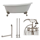Cambridge Plumbing Cast Iron Slipper Clawfoot Tub 67" X 30" with 7" Deck Mount Faucet Drillings and Complete Brushed Nickel Plumbing Package