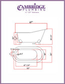 Cambridge Plumbing Cast Iron Slipper Clawfoot Tub 67" X 30" with 7" Deck Mount Faucet Drillings and Complete Brushed Nickel Plumbing Package 2