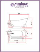 Cambridge Plumbing Cast Iron Slipper Clawfoot Tub 67" X 30" with No Faucet Drillings and Brushed Nickel Feet 2