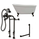 Cambridge Plumbing Cast Iron Swedish Slipper Tub 54" X 30" with No Faucet Drillings and Complete Free Standing British Telephone Faucet and Hand Held Shower Oil Rubbed Bronze Plumbing Package (faucet not pictured)