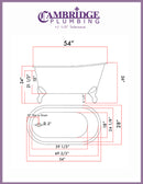 Cambridge Plumbing Cast Iron Swedish Slipper Tub 54" X 30" with No Faucet Drillings and Complete Free Standing British Telephone Faucet and Hand Held Shower Polished Chrome Plumbing Package 2