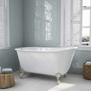 Cambridge Plumbing Cast Iron Swedish Slipper Tub 58" X 30" with No Faucet Drillings and Brushed Nickel Feet