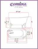 Cambridge Plumbing Cast Iron Swedish Slipper Tub 58" X 30" with no Faucet Drillings and Complete Polished Chrome Modern Freestanding Tub Filler with Hand Held Shower Assembly Plumbing Package 2