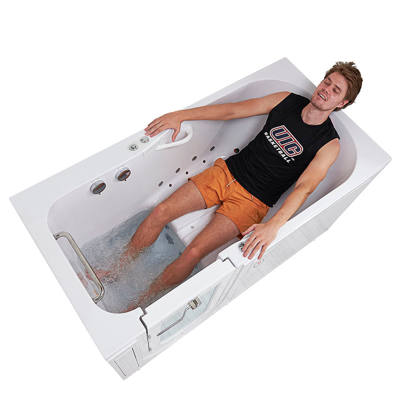Ella Shak 36"x72" Acrylic Air and Hydro Massage w/ Independent Foot Massage Walk-In Bathtub , Left Outward Swing Door, 2" Dual Drain, Heated Seat and Backrest
