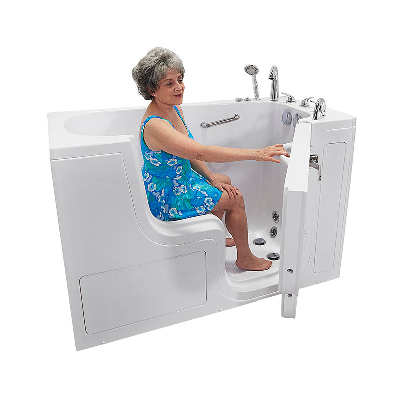 Ella Wheelchair Transfer 30"x60" Acrylic Air and Hydro Massage Walk-In Bathtub with Right Outward Swing Door, 5 Piece Fast Fill Faucet, 2" Dual Drain 9
