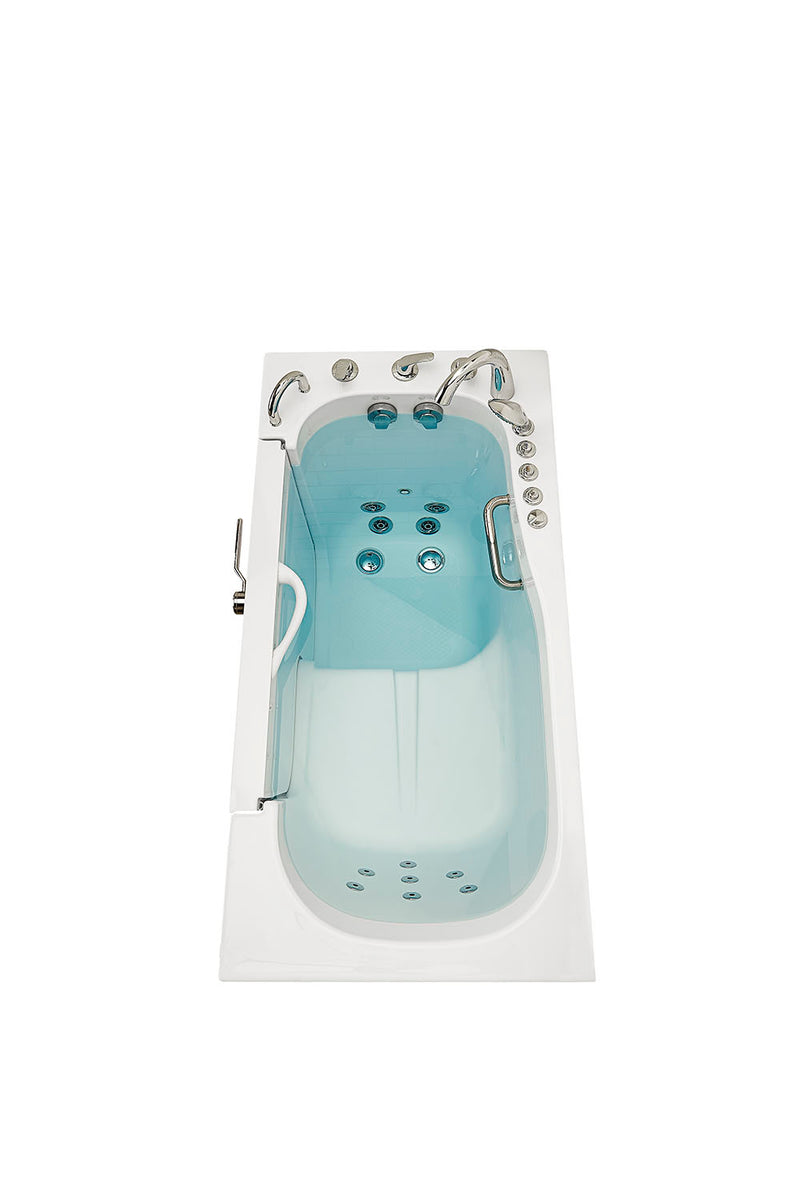 Ella Wheelchair Transfer 30"x60" Acrylic Air and Hydro Massage Walk-In Bathtub with Left Outward Swing Door, 5 Piece Fast Fill Faucet, 2" Dual Drain 2