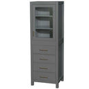 Sheffield 24 Inch Linen Tower in Dark Gray with Shelved Cabinet Storage and 4 Drawers